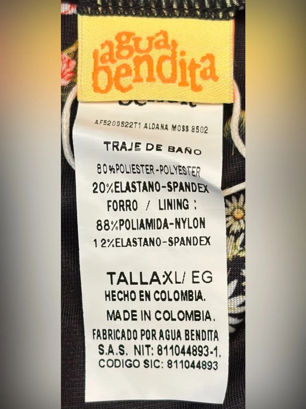 NWT Agua Bendita Floral Side-Tie Bikini Bottoms in Black Botanical Print Size XL